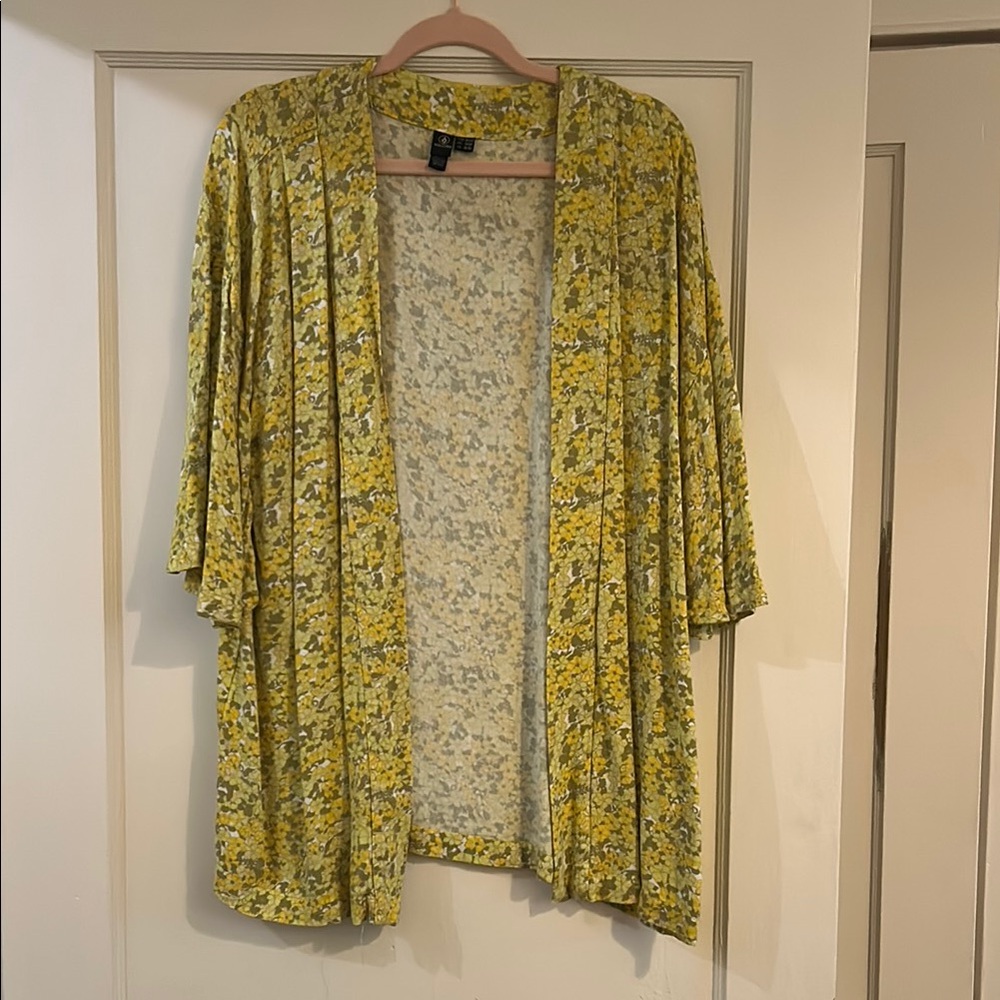 Yellow Floral Kimono Cardigan